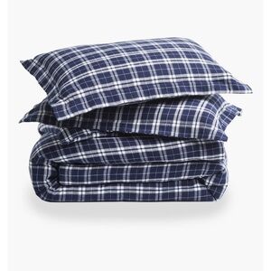 Petite Plume NWT QUEEN Size Oxford Tartan Flannel Duvet Cover & Shams Set